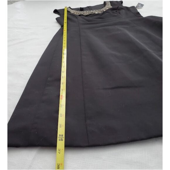 NWT Black Knee-Length Sleeveless A-Line Jeweled Bib Neckline Alfani Dress Size 2 - Picture 8 of 9
